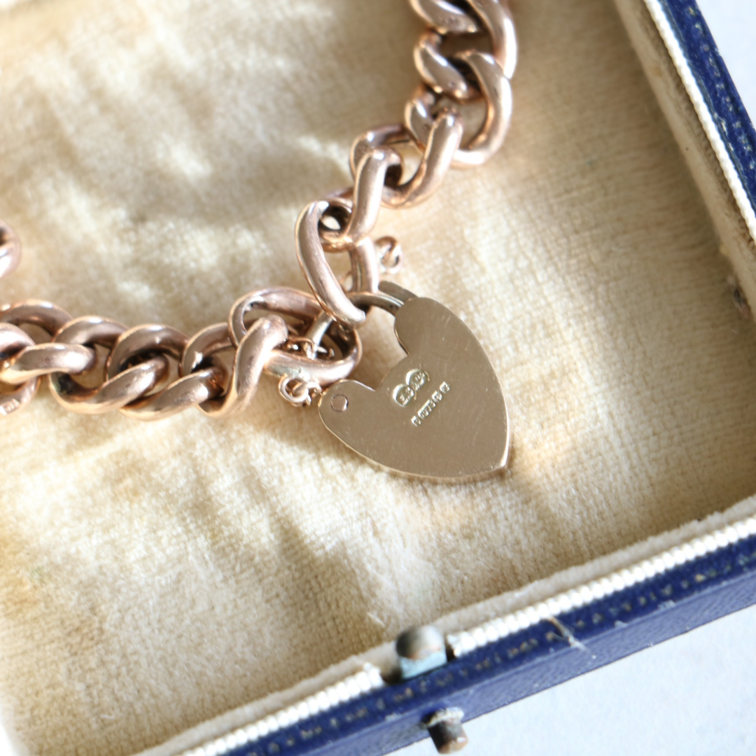9ct Rose Gold Vintage Albert Bracelet with Padlock