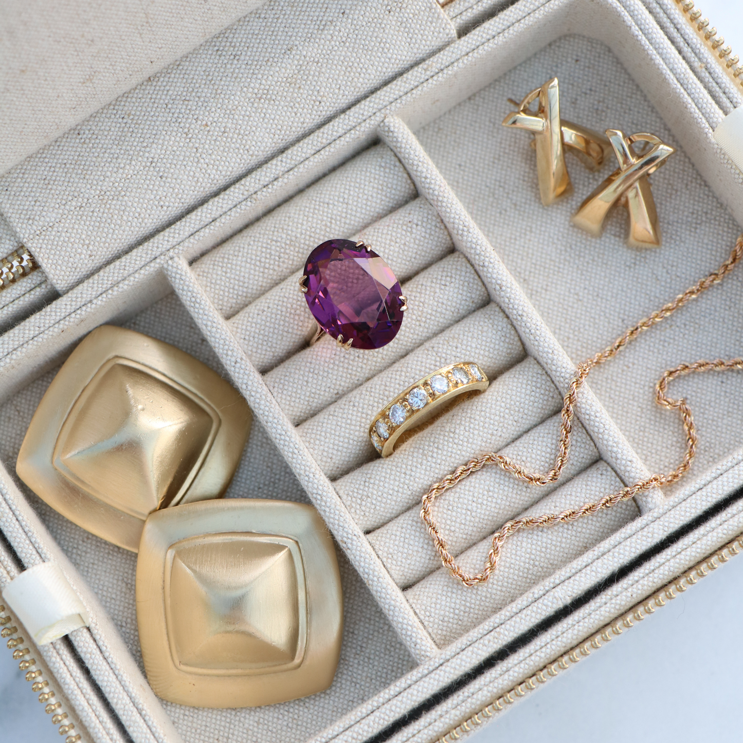 Linen Travel Jewellery Box