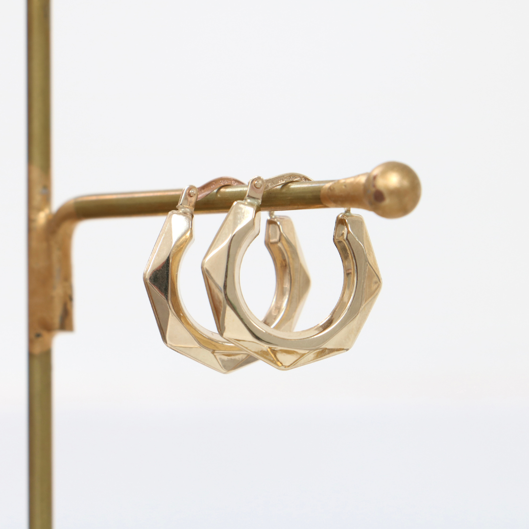 9ct Yellow Gold Angled Creole Earrings