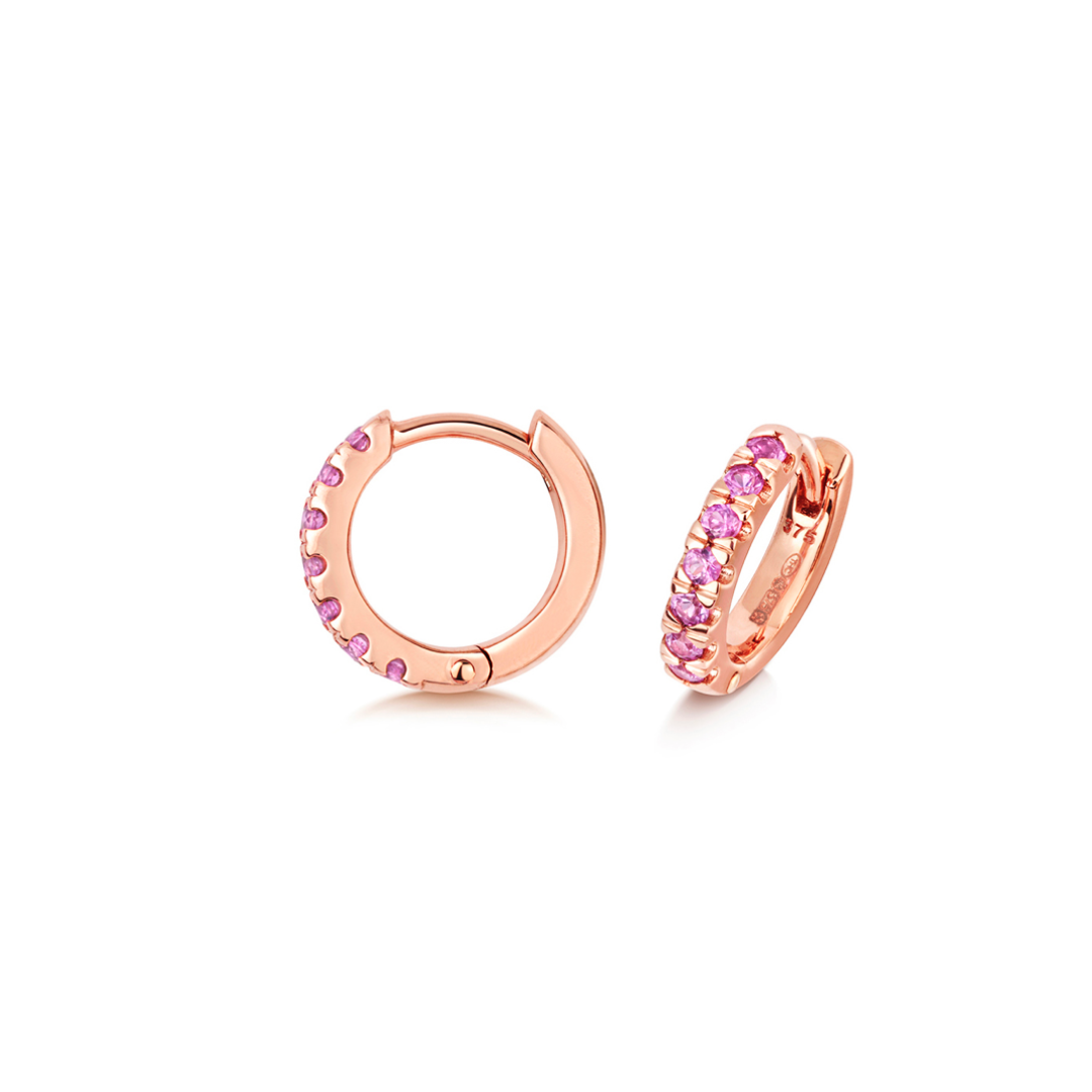 9ct Rose Gold Pink Sapphire Huggies