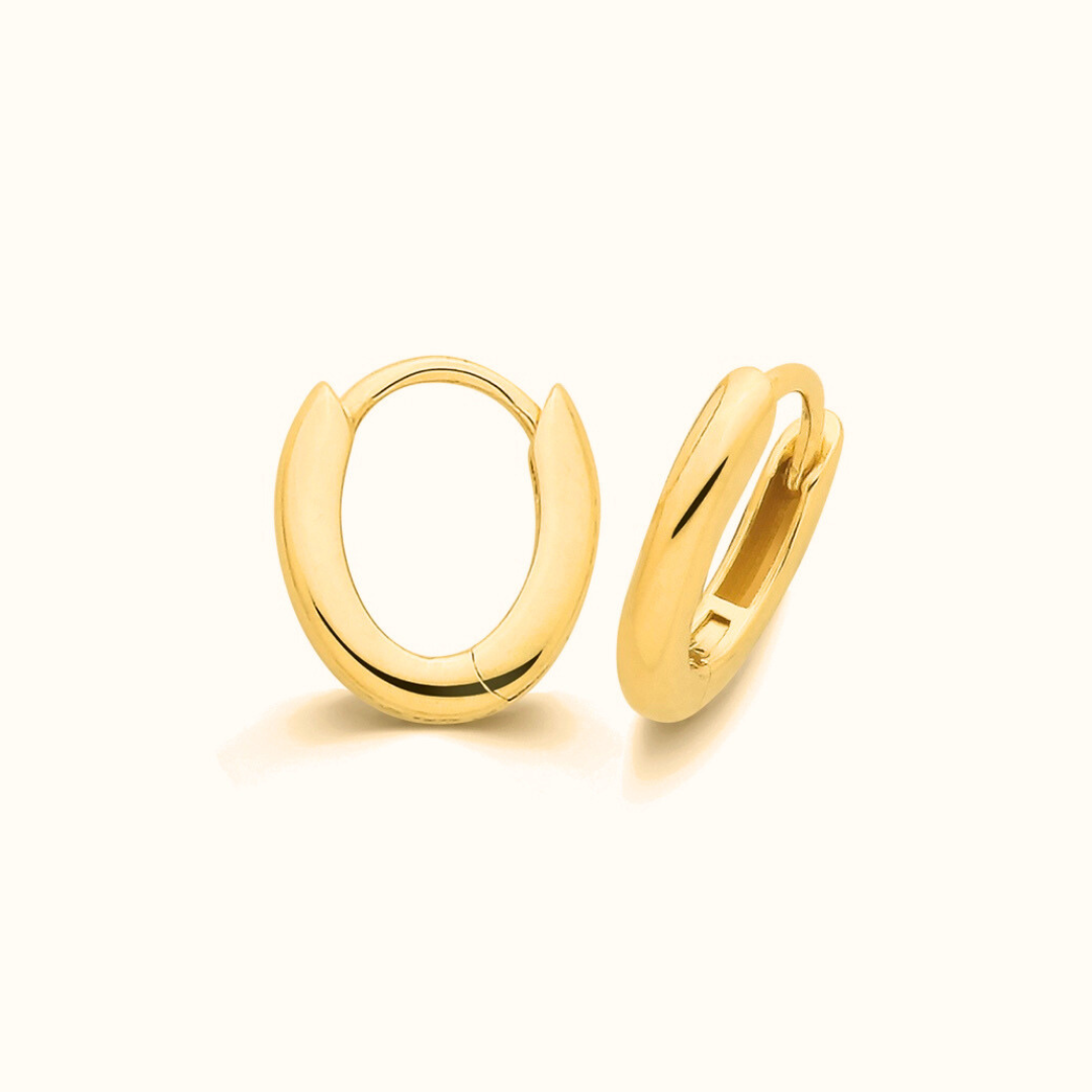 9ct Yellow Gold Oval Medium Hoop Earrings