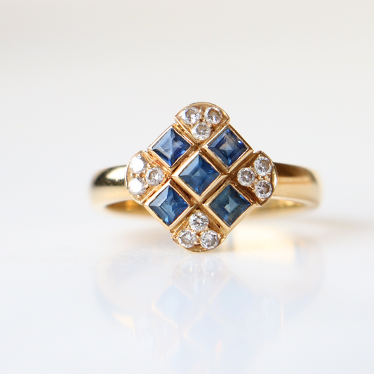 18ct Gold Sapphire & Diamond Vintage Ring