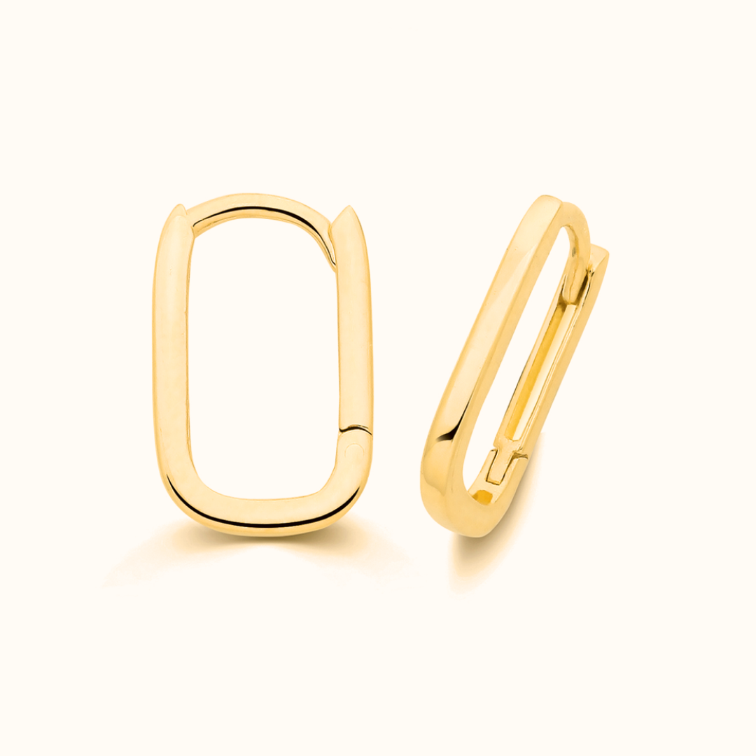 9ct Yellow Gold Paperclip Hoop Earrings