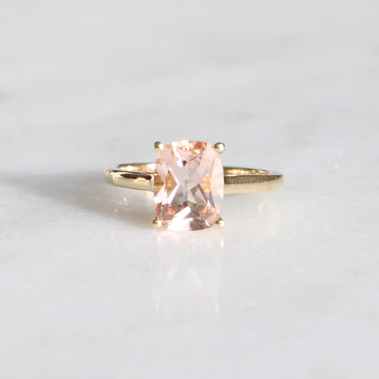 9ct Gold Cushion Cut Morganite Ring