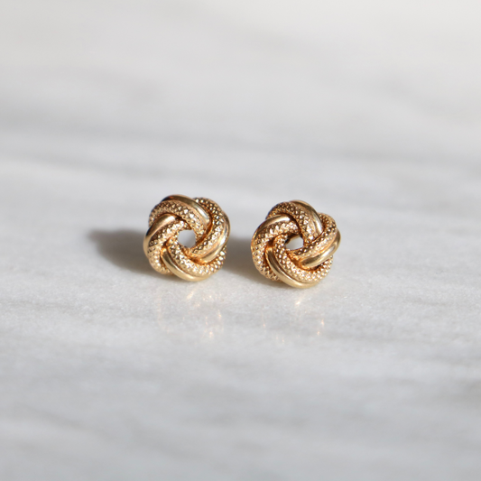 9ct Gold Vintage Mini Knot Earrings
