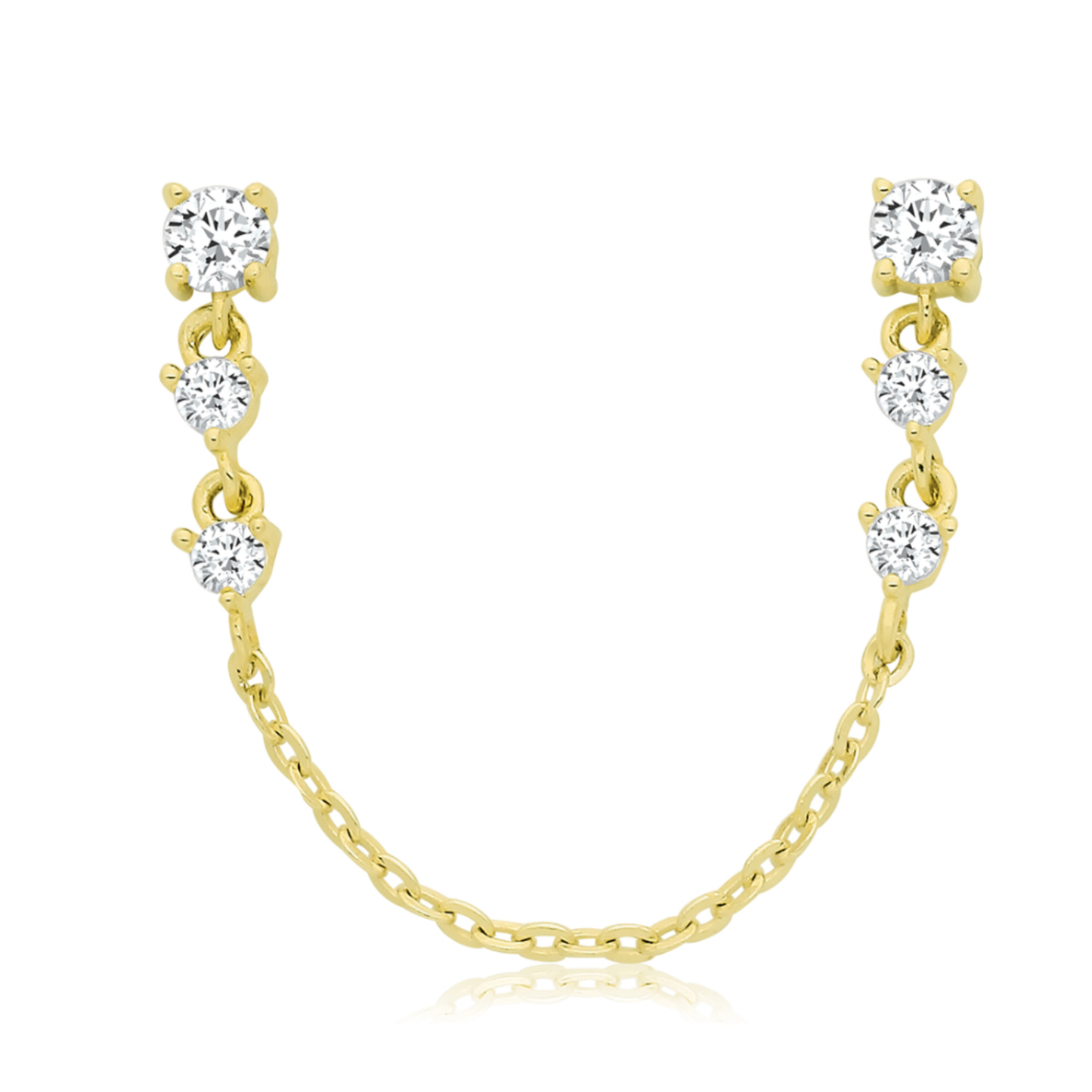 9ct Yellow Gold Stud Earring Chain