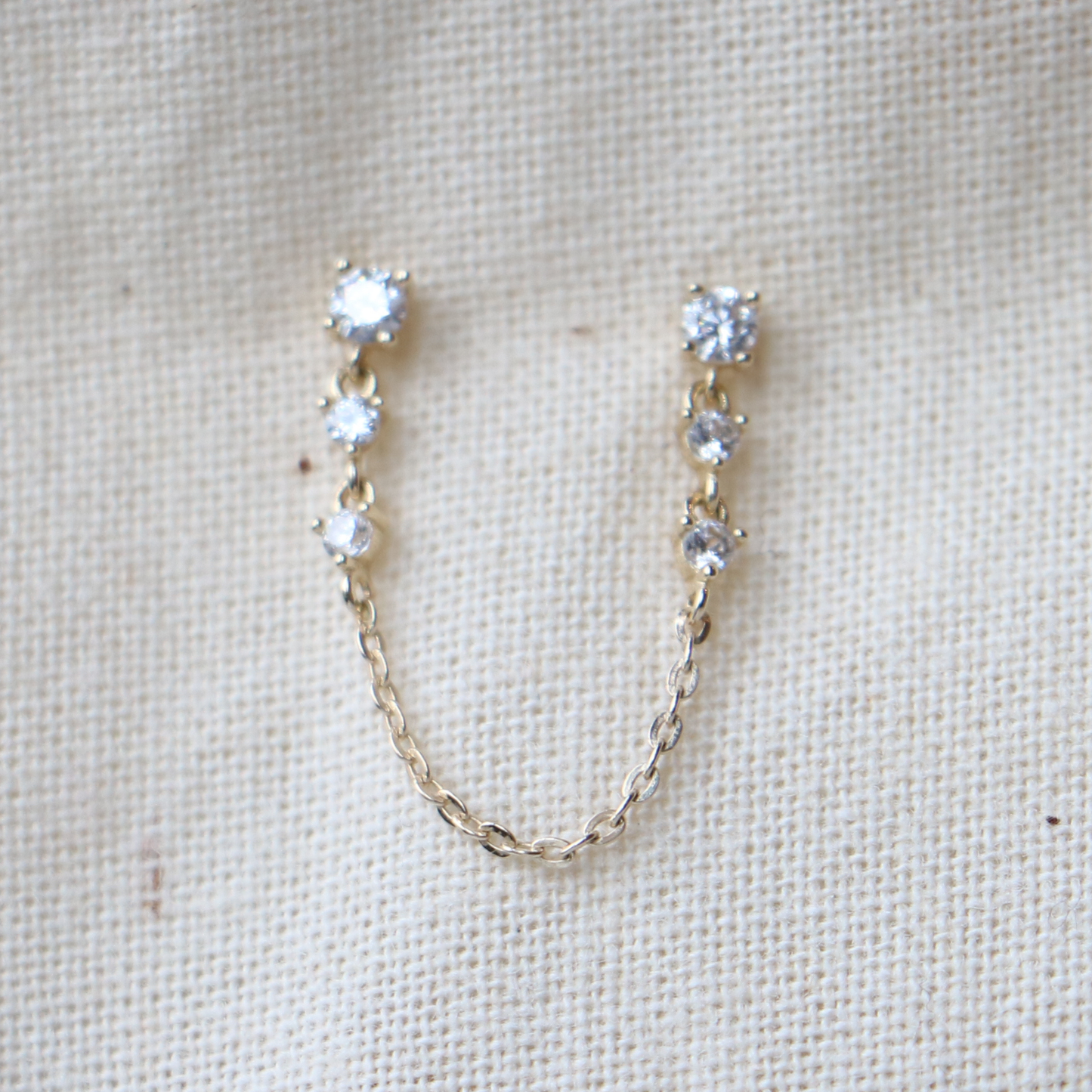 9ct Yellow Gold Stud Earring Chain