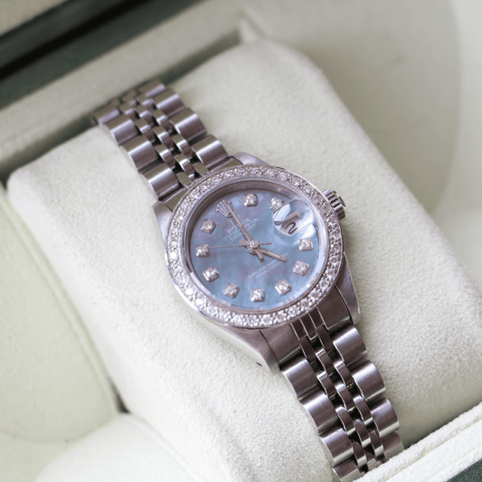 Rolex oyster perpetual stainless steel mother of pearl Diamonds Rolex Oyster Perpetual Stainless Steel Mother of pearl Diamonds