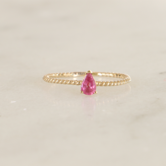 10ct Yellow Gold Pear Ruby Ring