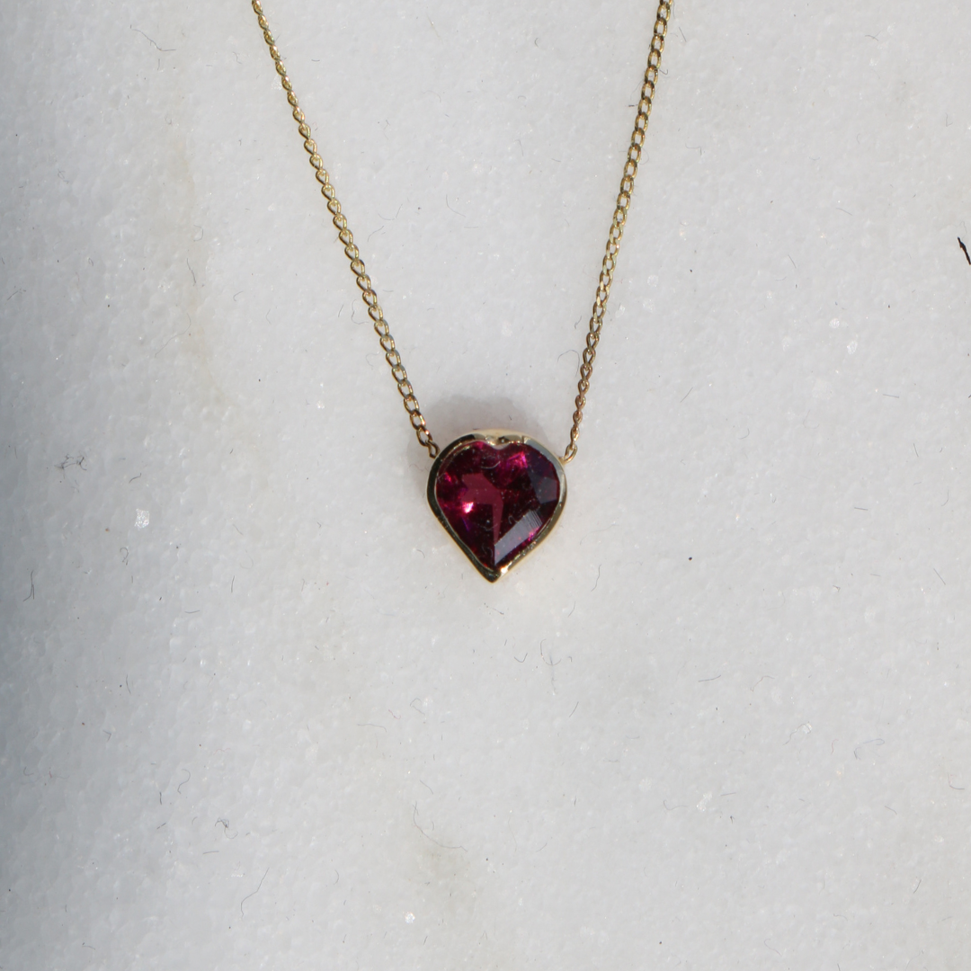 9ct Gold Amethyst Heart Necklace