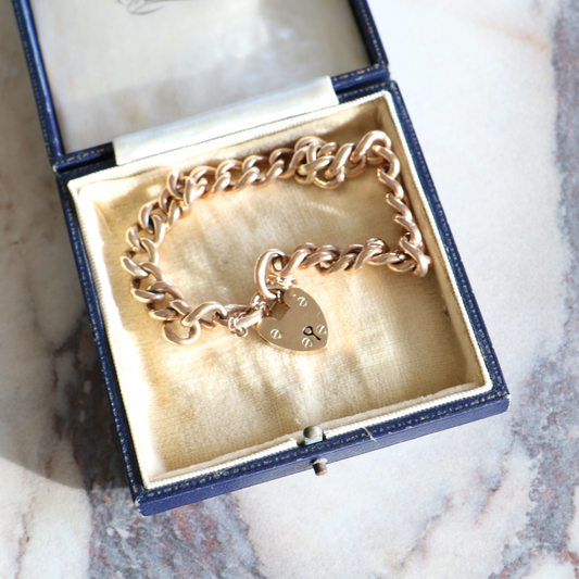 9ct Rose Gold Vintage Albert Bracelet with Padlock