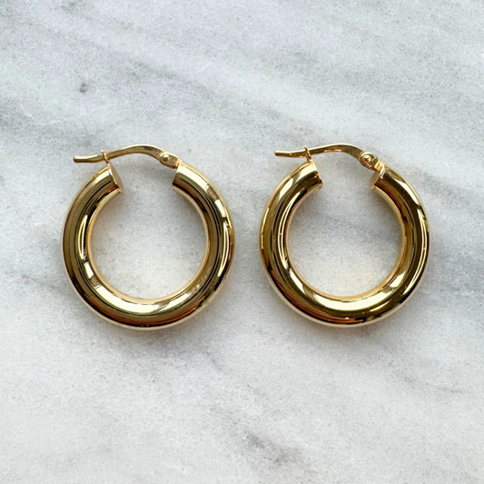9ct Yellow Gold Chunky Hoop Earrings Large