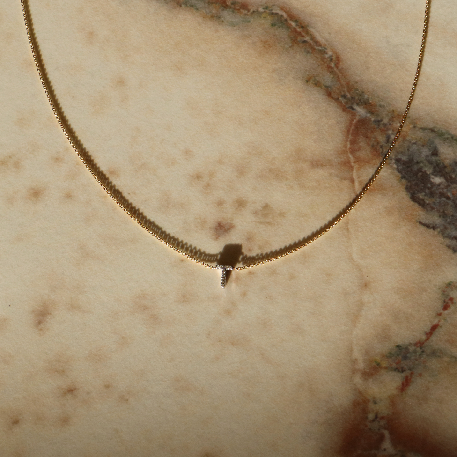 9ct Gold Diamond Initial Necklace