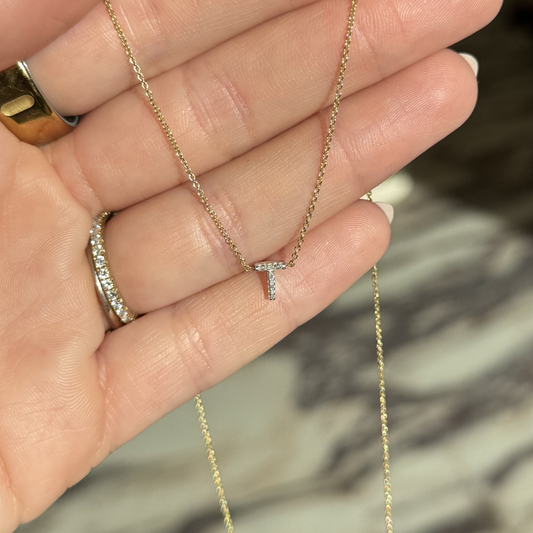 9ct Gold Diamond Initial Necklace