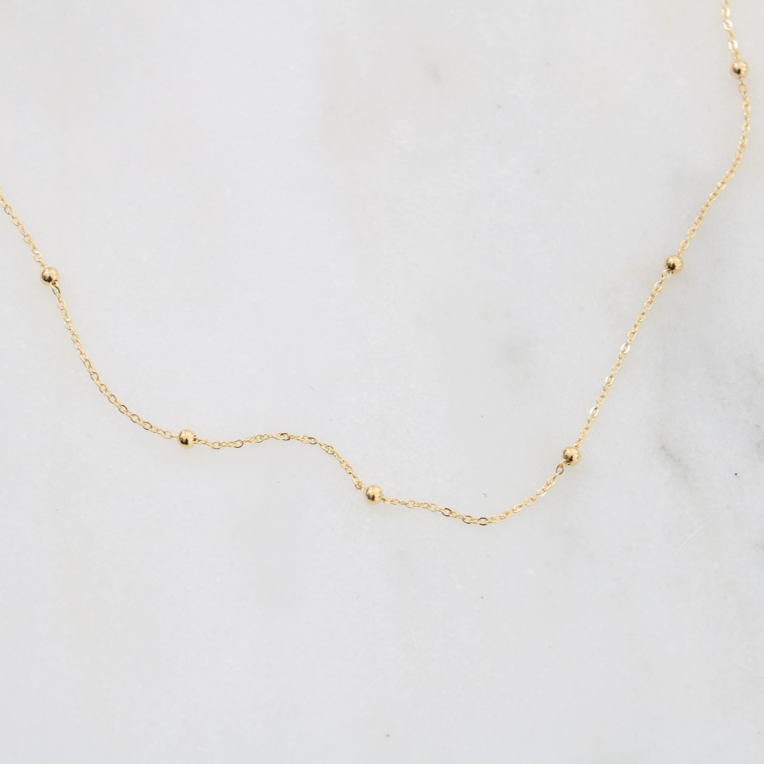9ct Gold Trace & Bead Chain Anklet