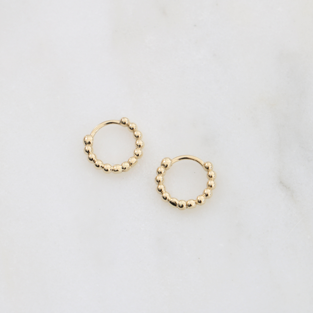 9ct Gold Bobble Hinged Huggies Earrings