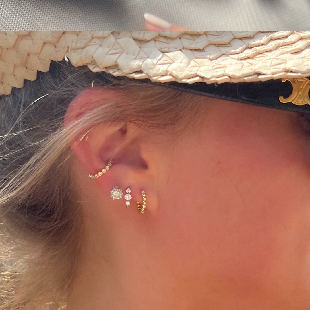 9ct Gold CZ Hinged Huggies Earrings