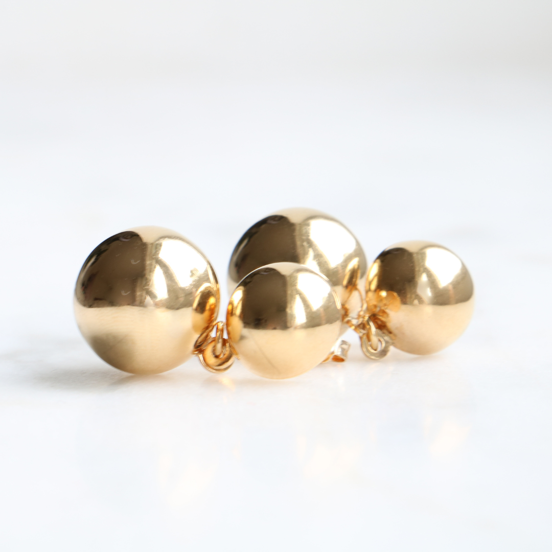 9ct Gold Vintage Ball Earrings