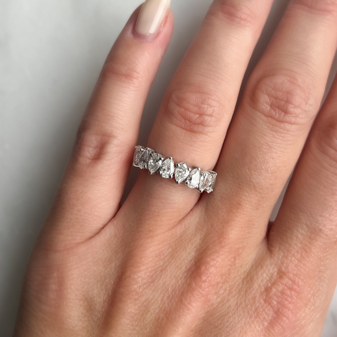 18ct White Gold Pear Cut Diamond Eternity Ring