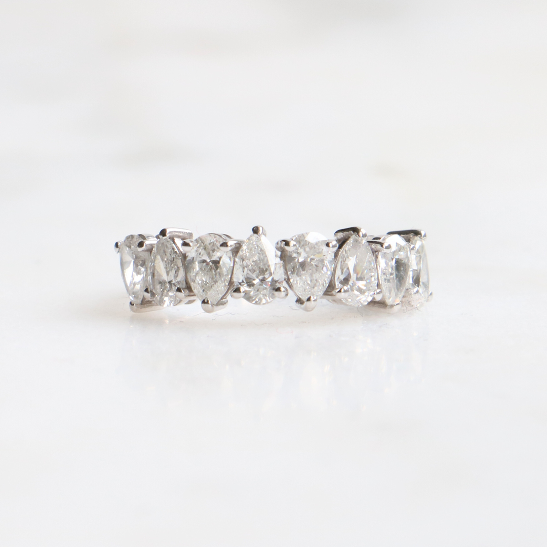 18ct White Gold Pear Cut Diamond Eternity Ring