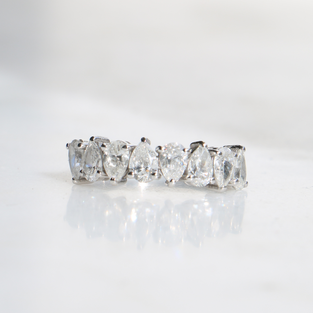 18ct White Gold Pear Cut Diamond Eternity Ring