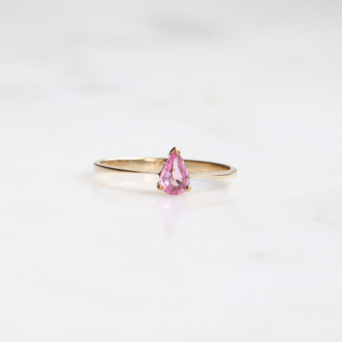 9ct Gold Pink Sapphire Pear Cut Ring