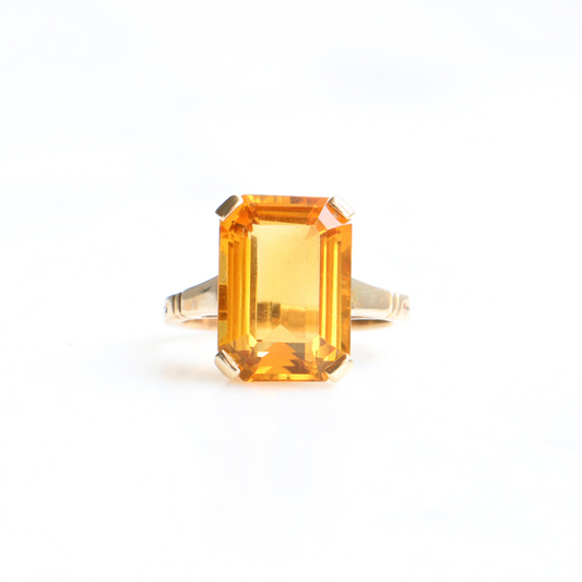 9ct Chunky Vintage Orange Citrine Ring