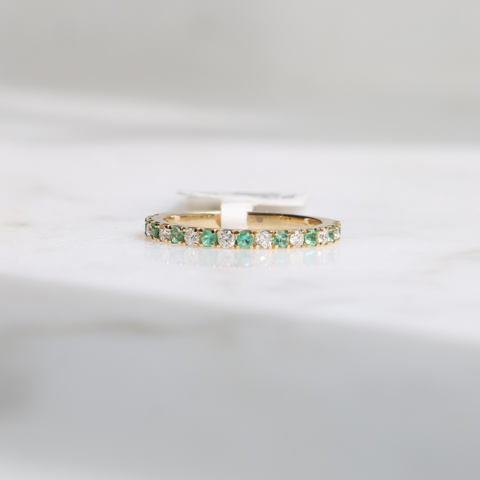 9ct Yellow Gold Emerald and Diamond Eternity Ring