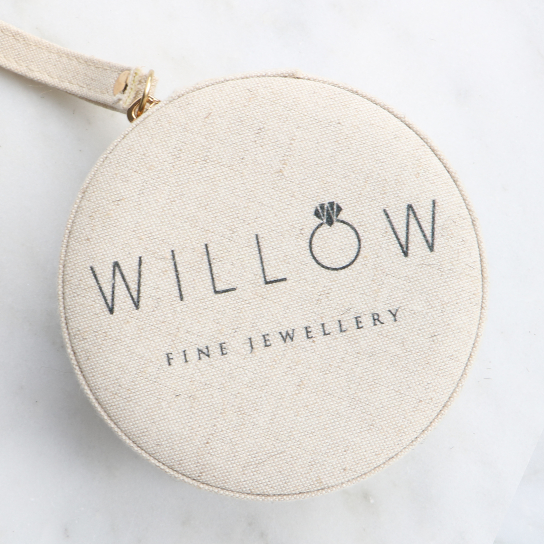 Linen Round Travel Jewellery Box