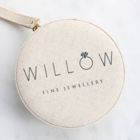 Linen Round Travel Jewellery Box