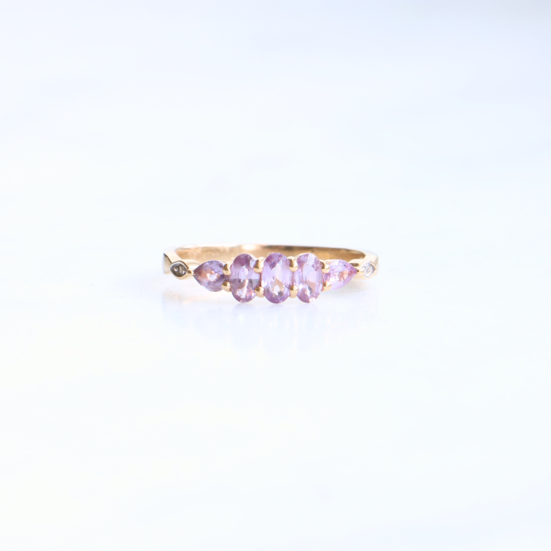 9ct Gold Pink Sapphire and Diamond Ring