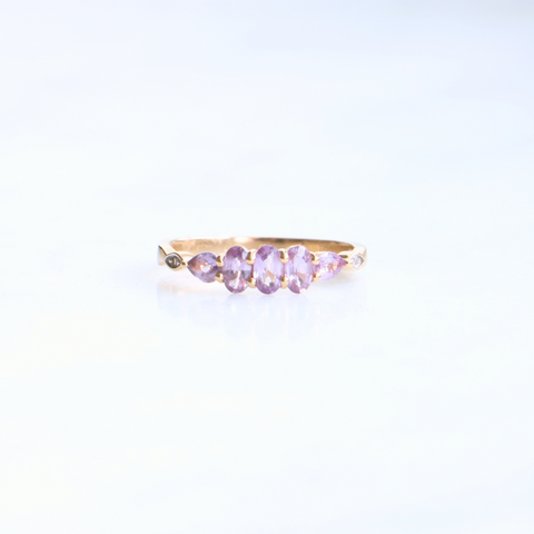 9ct Gold Pink Sapphire and Diamond Ring