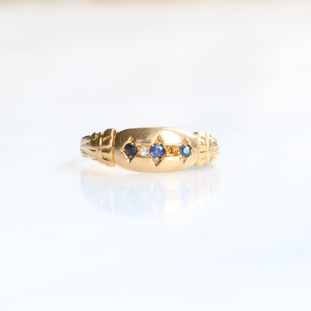 18ct Sapphire and Diamond Gypsy Ring