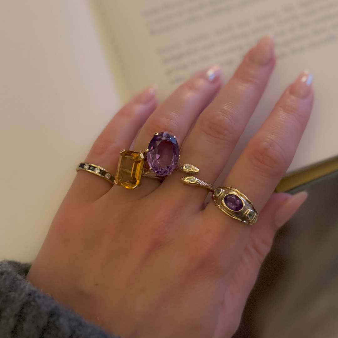 9ct Chunky Vintage Orange Citrine Ring