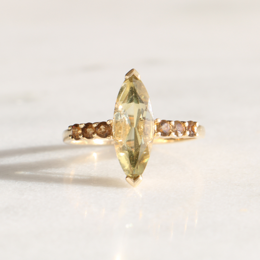 9ct Gold Marquise Cut Lemon Quartz Ring