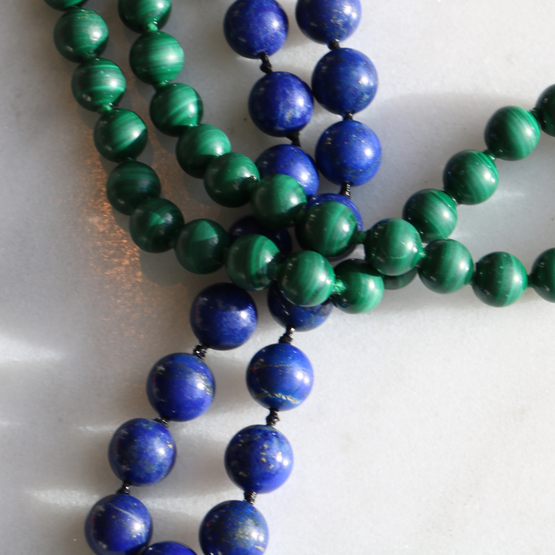 Lapis Lazuli Bead Necklace 14ct Gold Clasp