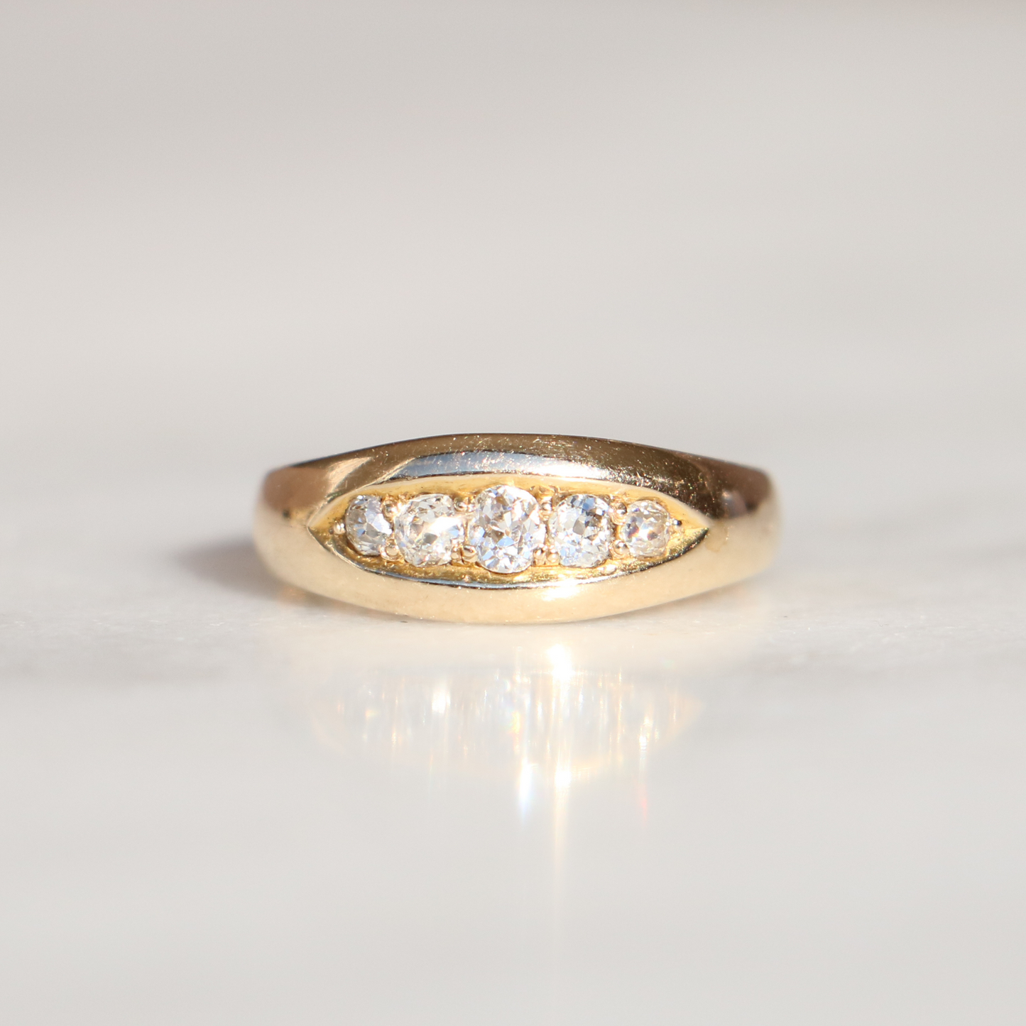 18ct Gold Edwardian Five Diamond Ring