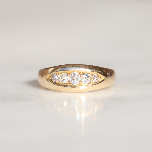 18ct Gold Edwardian Five Diamond Ring