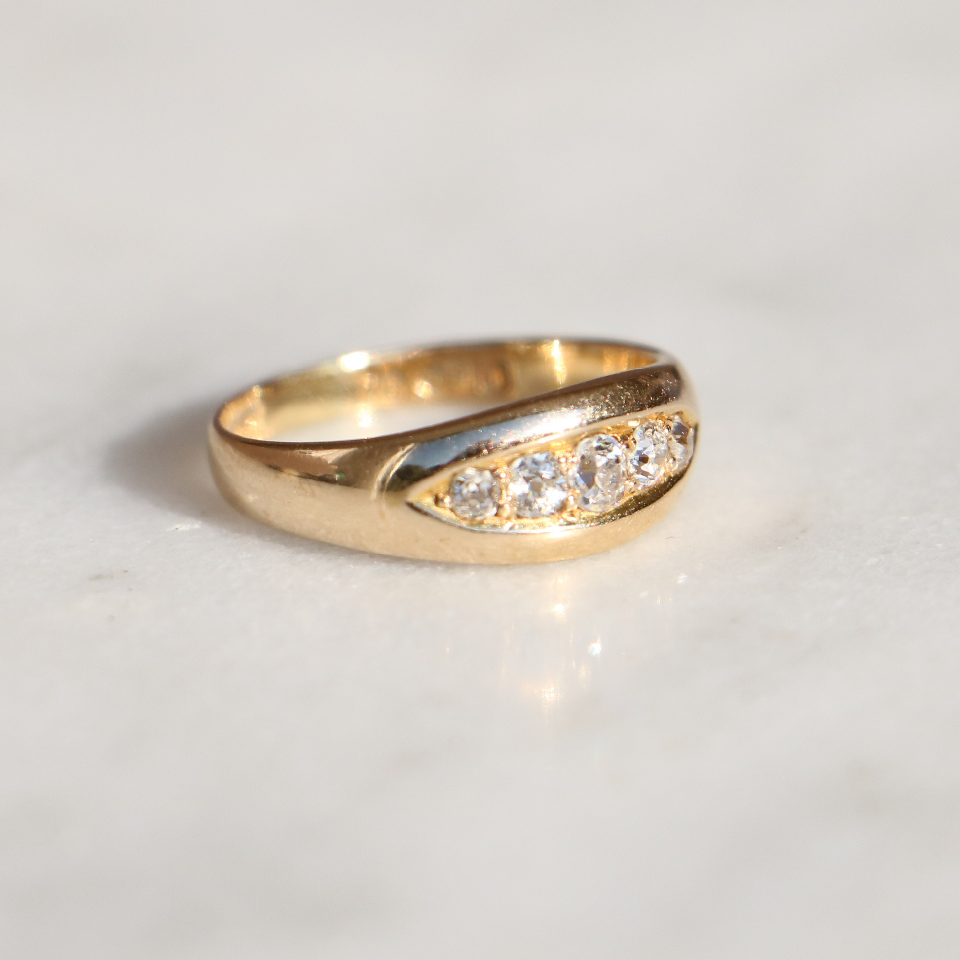 18ct Gold Edwardian Five Diamond Ring