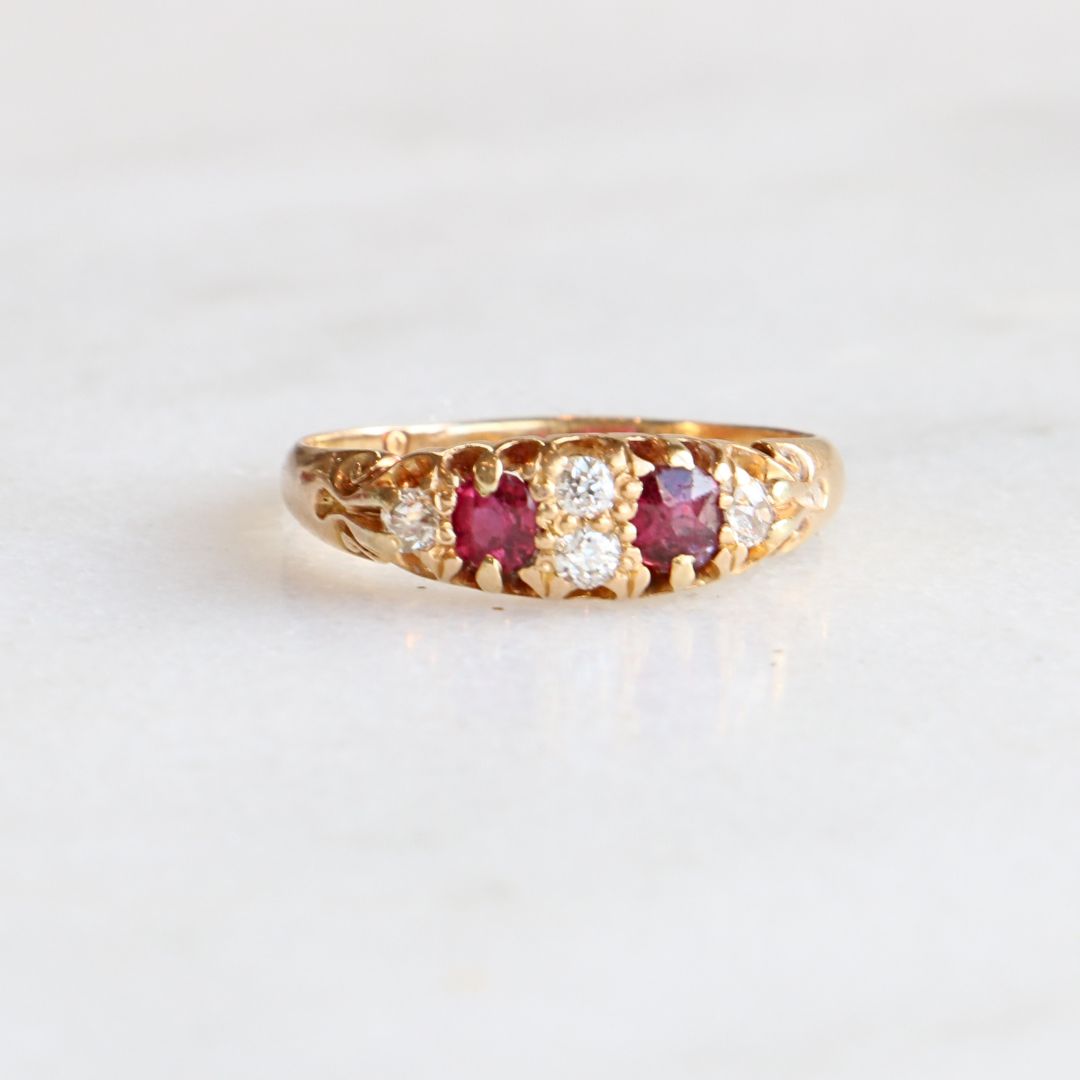 18ct Edwardian Gold Ruby and Diamond Ring