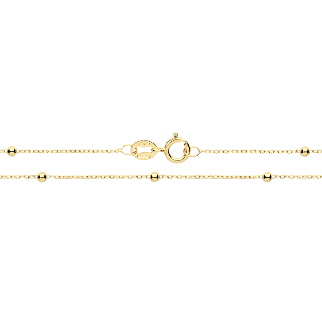 9ct Gold Trace & Bead Chain Anklet