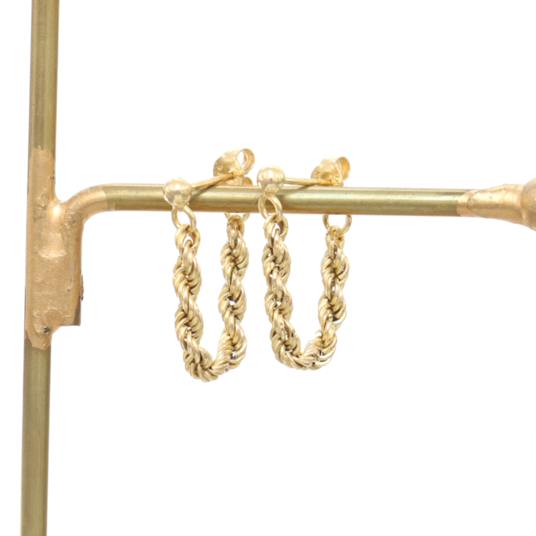 9ct Yellow Gold Rope Chain Earrings