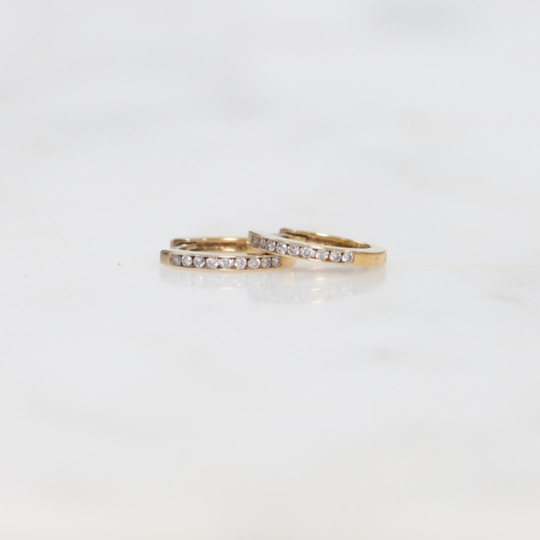 9ct Gold Diamond Huggies Earrings