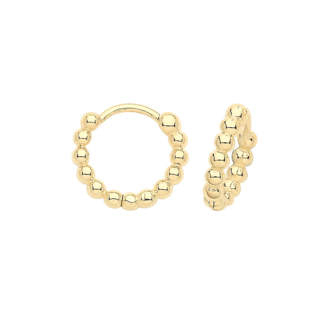 9ct Gold Bobble Hinged Huggies Earrings