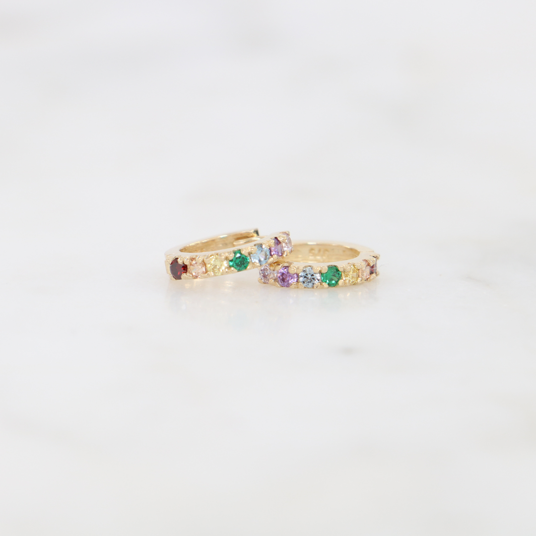 9ct Gold Rainbow Hinged Huggies Earrings