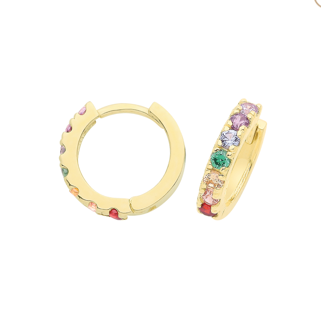 9ct Gold Rainbow Hinged Huggies Earrings