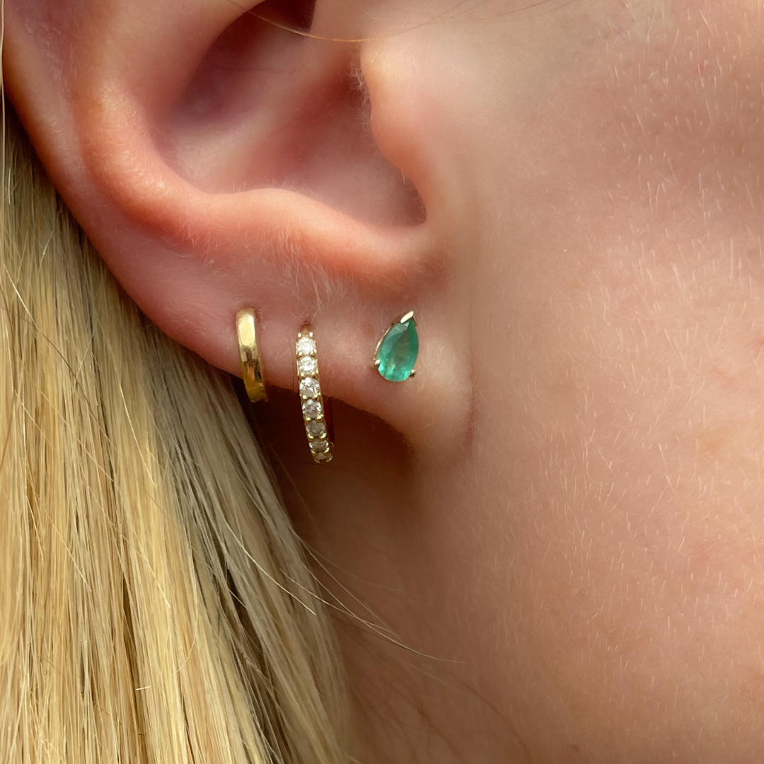 9ct Yellow Gold Emerald Pear Cut Earring Studs