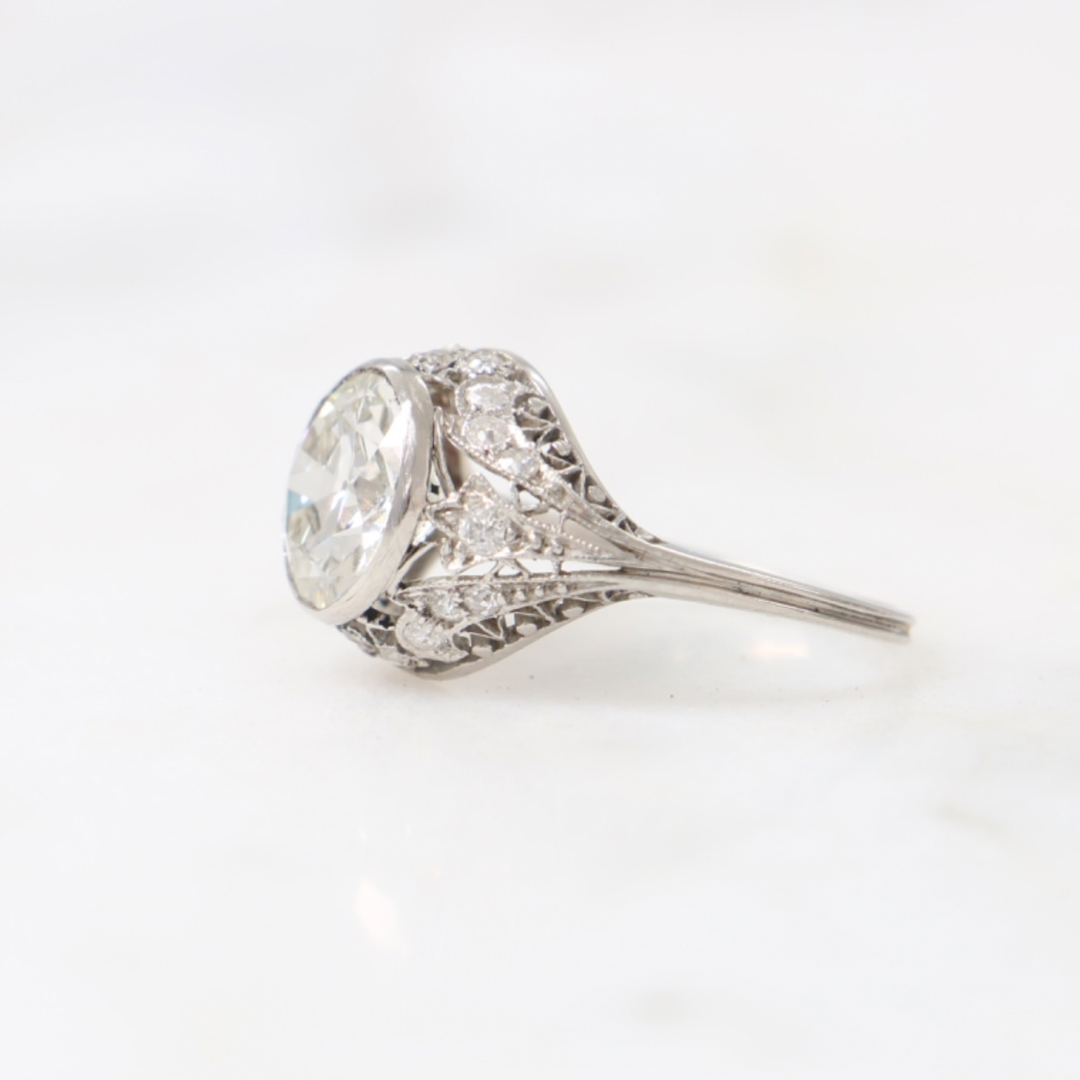 Antique Platinum 2.82ct Transitional Diamond Ring