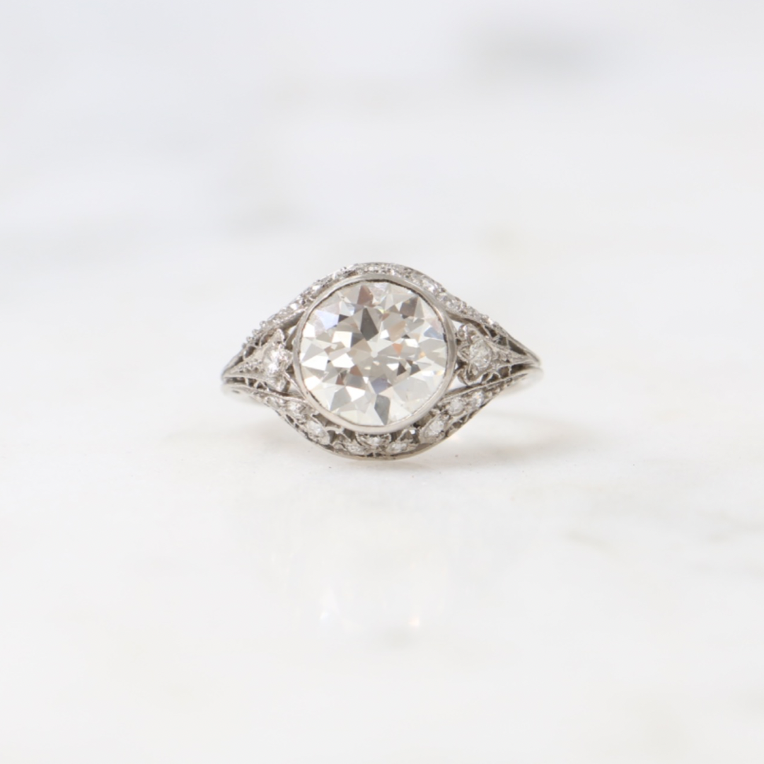 Antique Platinum 2.82ct Transitional Diamond Ring