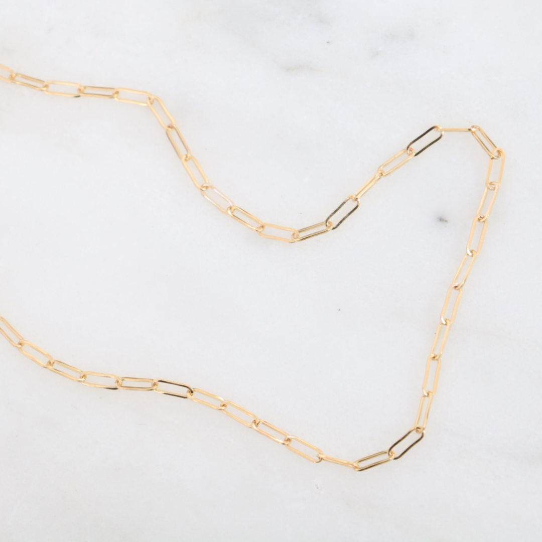 9ct Gold Paperclip Chain 18"